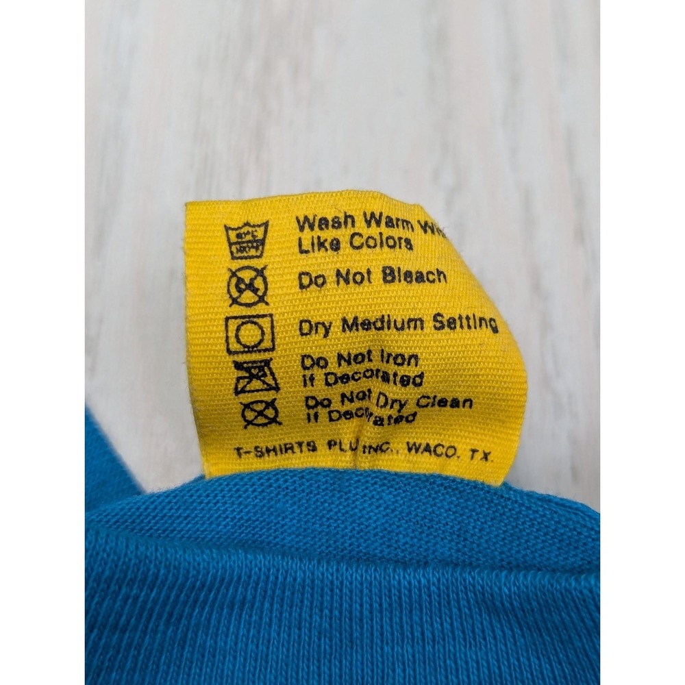 T-PLUS Huntington Mall Men's Teal Blue M Sleeveless T-Shirt vintage 80s USA made - Picture 2 of 13